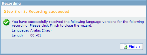 voip failure message - recording wizard - step3 - successful