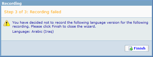 voip failure message - recording wizard - step3 - failed